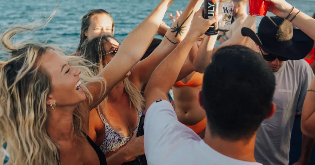 Private party enjoying a boat cruise off Oahu