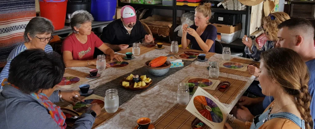 Tasting chocolates and coffee during an adventurous tour