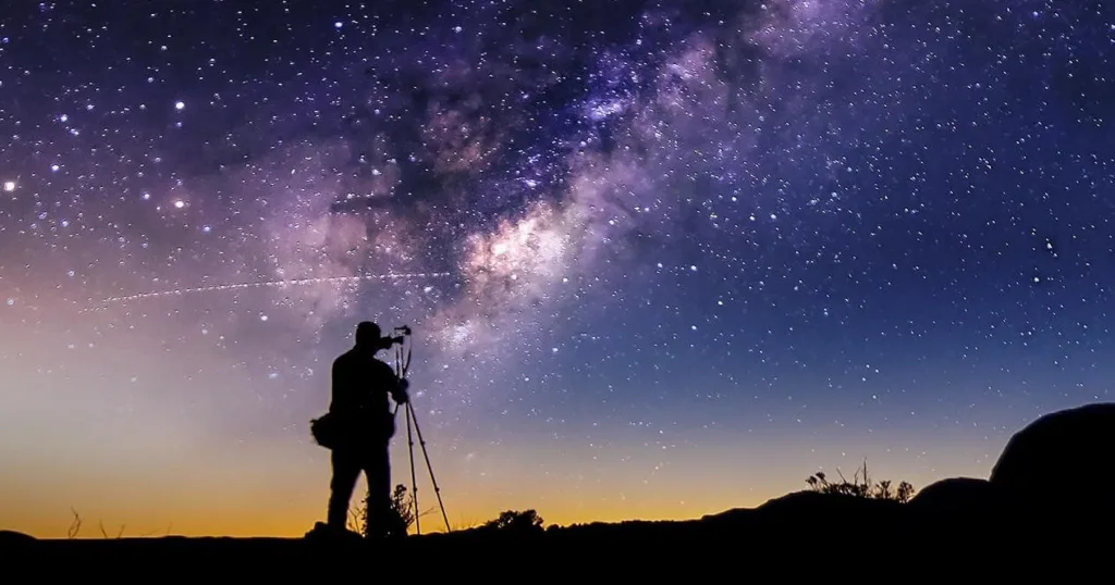 Sunset sky glowing with warm orange and pink hues