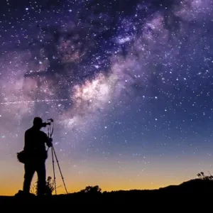 Sunset sky glowing with warm orange and pink hues