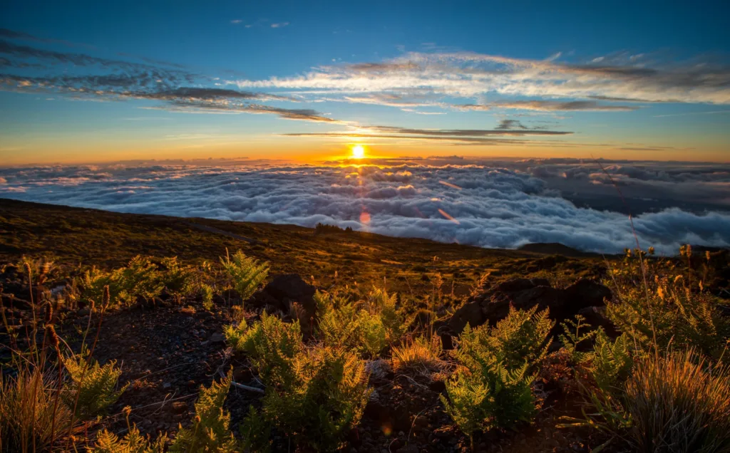Scenic sunrise view from Haleakala Big Island summit