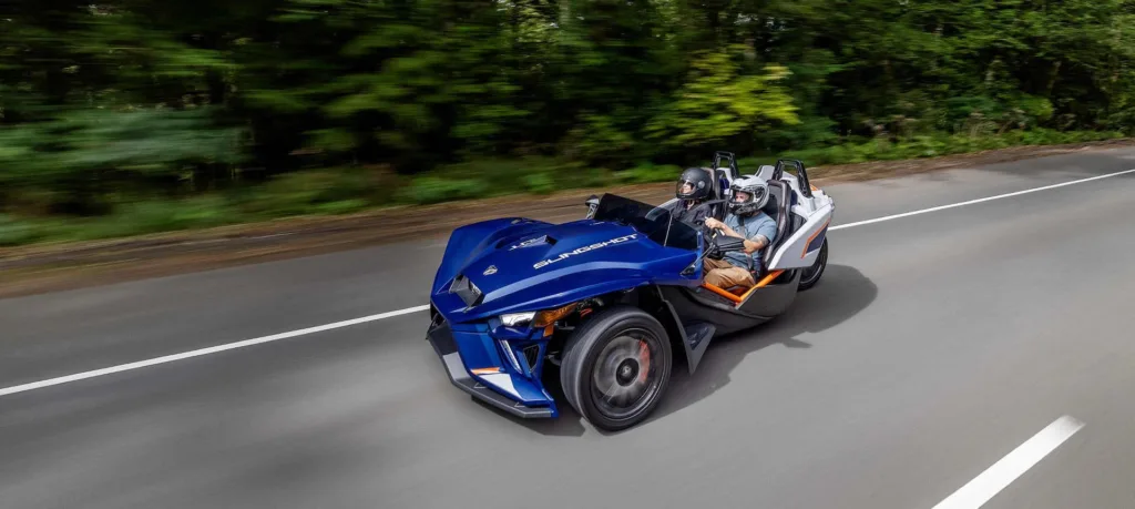 2024 model Polaris Slingshot R parked on scenic road