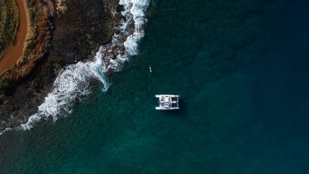 Snorkel sail boat exploring Na Pali Coast Kauai waters