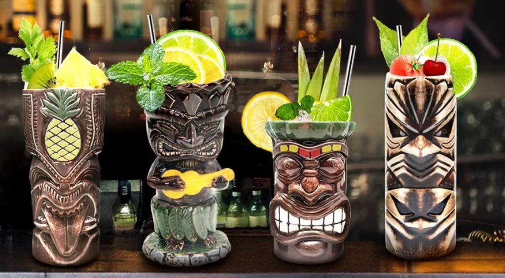 Colorful tiki shack serving tropical drinks by the beach