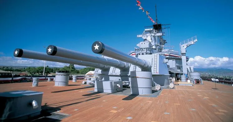 Historic Pearl Harbor site viewed from Waikiki beach