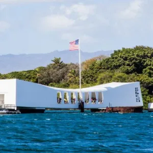 Historic Pearl Harbor memorial viewed from Ko Olina