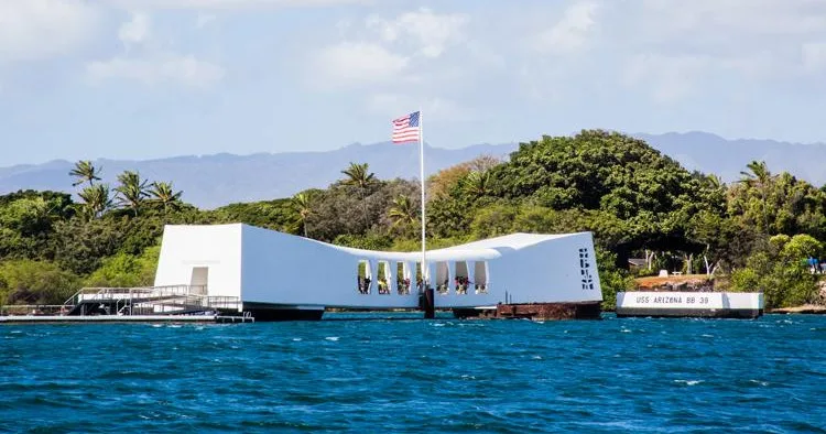 Historic Pearl Harbor memorial viewed from Ko Olina