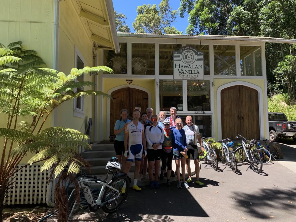 Visitors traveling from Waimea to the vanilla factory on an island tour