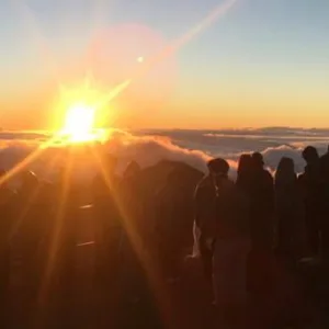 Cyclists biking early morning on Maui mountain trails