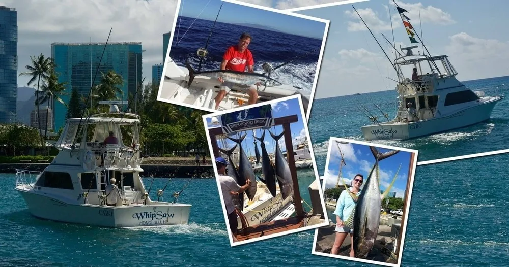 Private half-day charter boat cruising near Oahu coastline