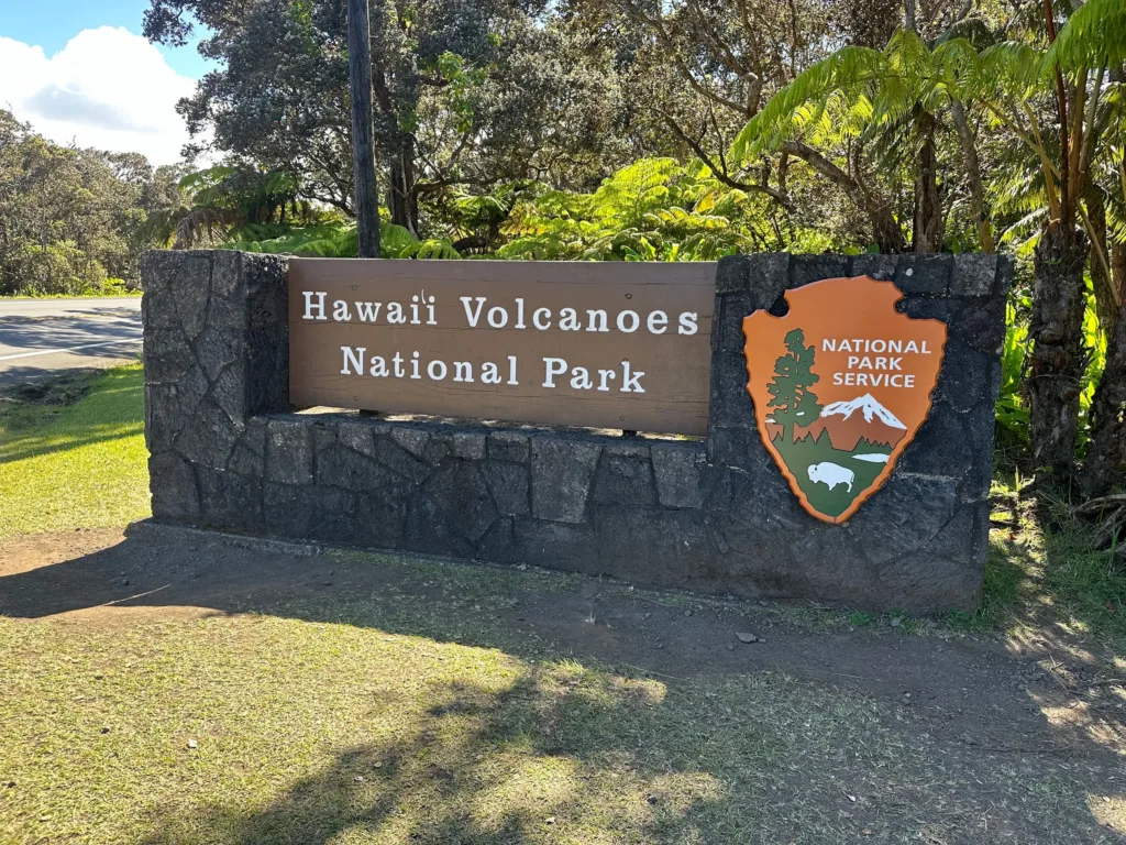 Tour group admiring volcanic features in Hilo area