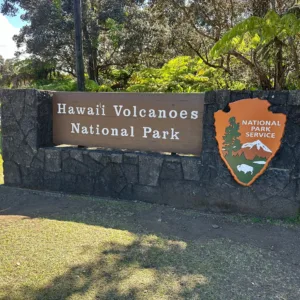 Tour group admiring volcanic features in Hilo area