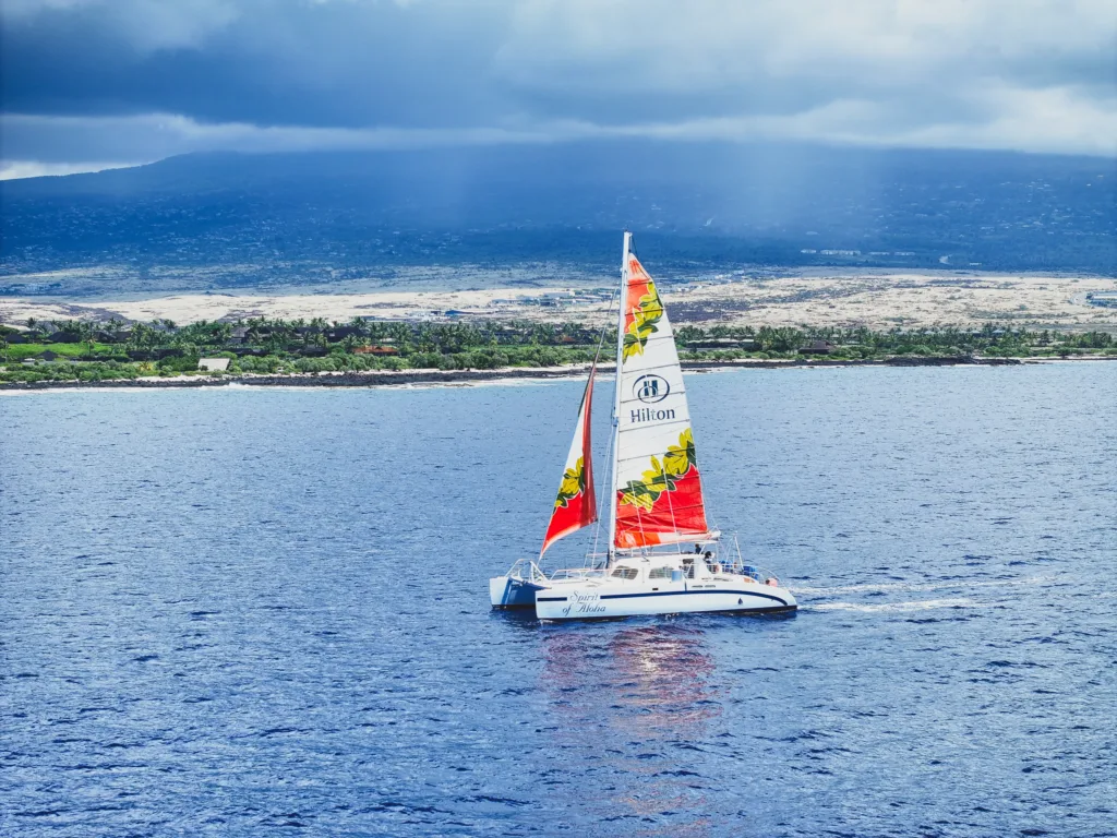 Kona tradewind day sail exploring Big Island coastlines