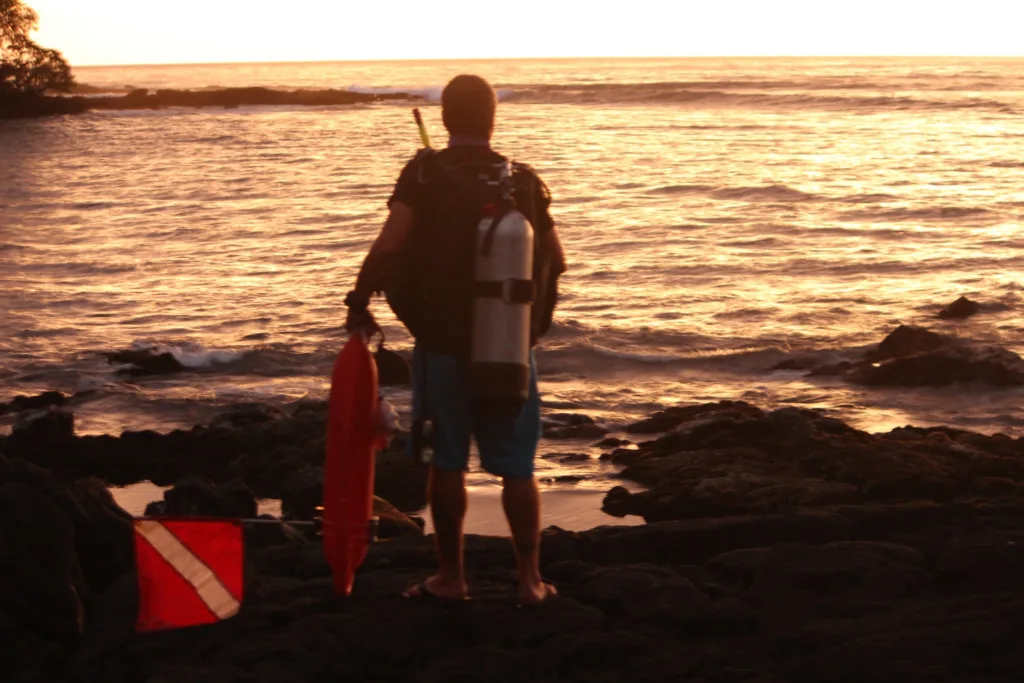 Scuba diver practicing advanced open water skills