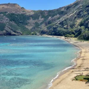 Snorkelers exploring coral reefs in Hanauma Bay waters