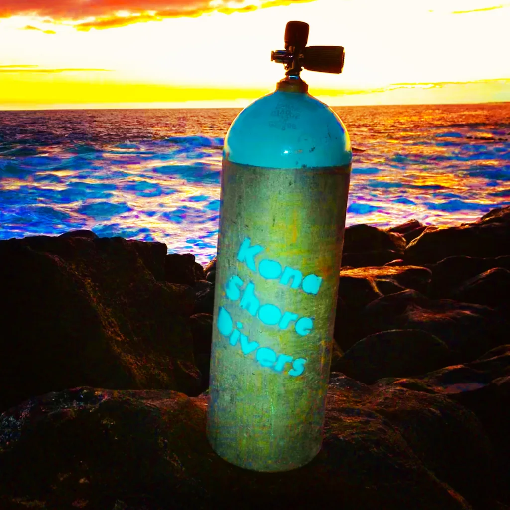 Scuba diving gear rental shop with wetsuits and masks