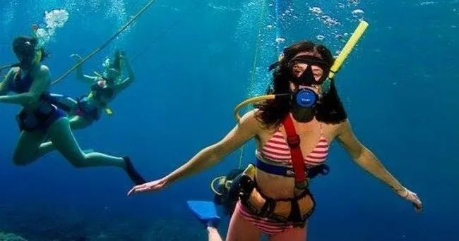 Scuba diver exploring colorful coral reefs