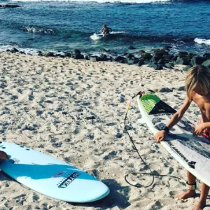 Private surf party lesson with group having fun
