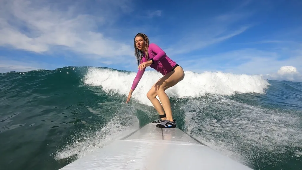 Private surfing lessons on gentle island waves