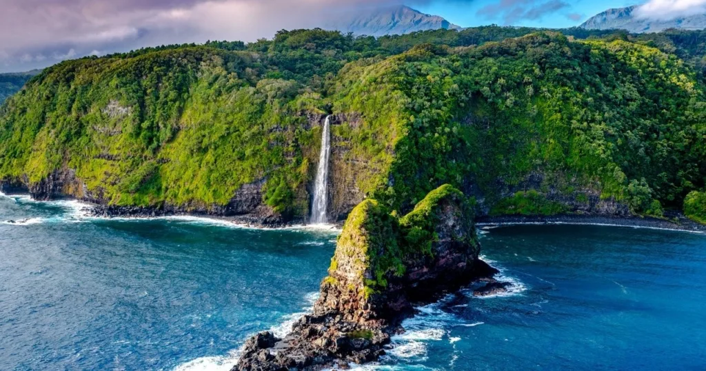 Aerial view of Maui coastline during photo flight