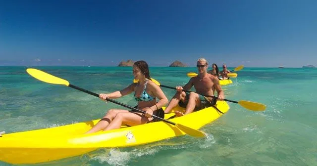 Two-hour guided kayak tour with relaxing beach time included