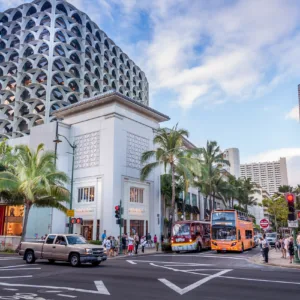 Transfer vehicle arriving for one-way trip from Ko Olina to Waikiki