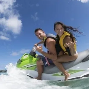 Jet ski adventure exploring Maunalua Bay waters and coastline