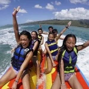 Exciting banana boat ride near Waikiki beaches