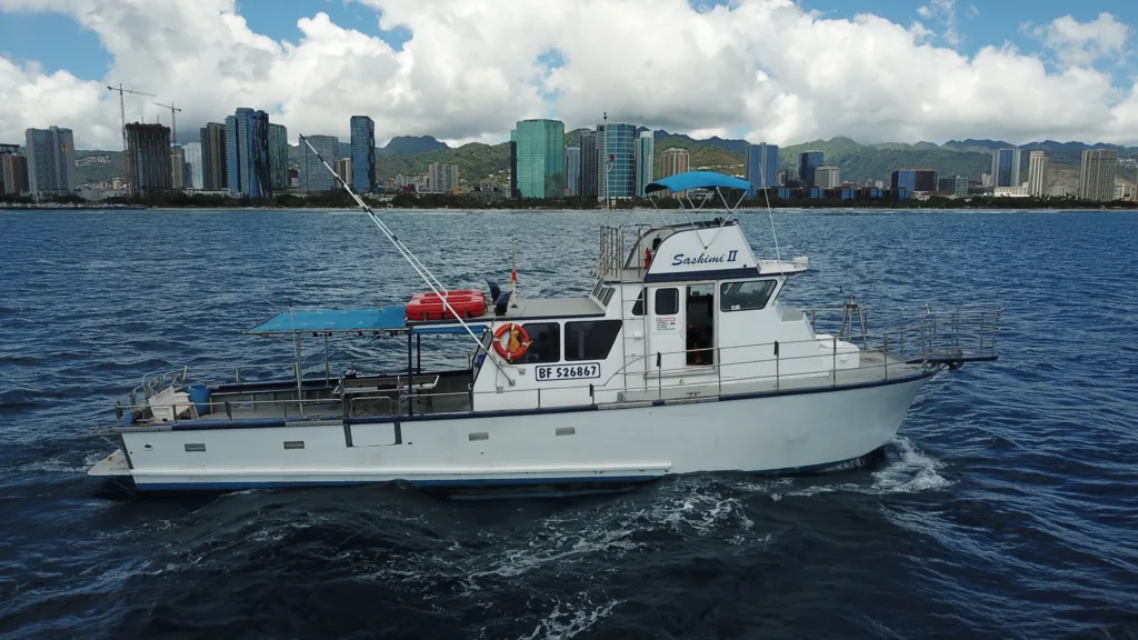 Bottom fishing off the coast of Waikiki, Oahu
