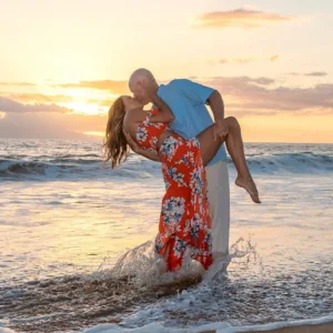 Couple posing for Laulima photo package outdoors