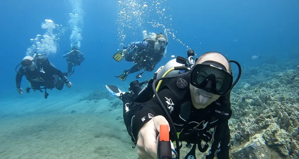 Open water scuba certification dive with instructor