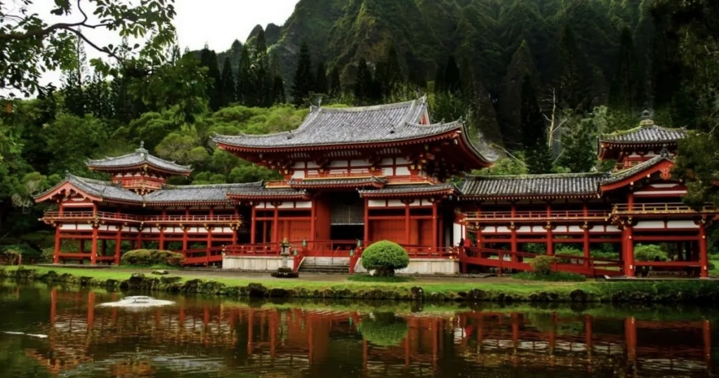 Historic Byodo-Inn temple surrounded by greenery