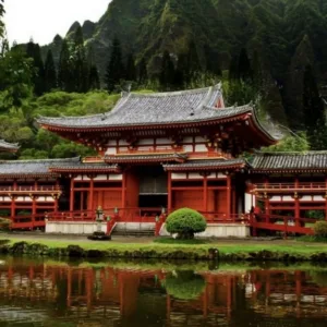Historic Byodo-Inn temple surrounded by greenery