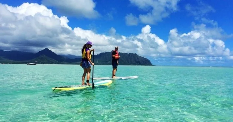 Stand up paddle board tour from Lanikai to Mokulua Islands