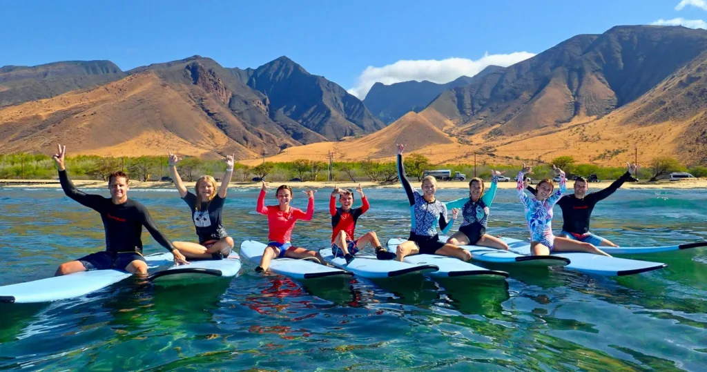 Happy large family enjoying scenic island tour views