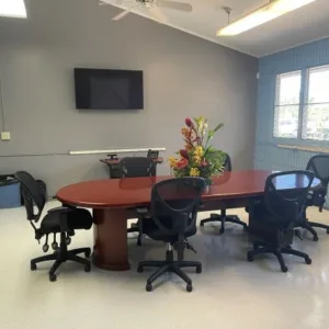 Modern conference room set up for meeting