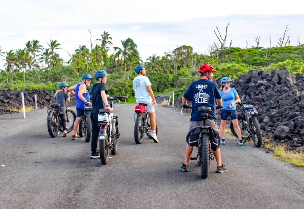 Fat tire e-bike tour along Kalapana Beach Road and volcano park
