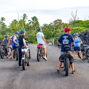 Fat tire e-bike tour along Kalapana Beach Road and volcano park