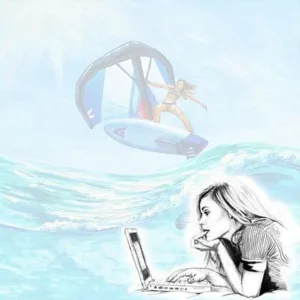 Woman experiencing her first surfing lesson on a Maui beach