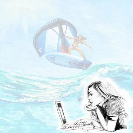 Woman experiencing her first surfing lesson on a Maui beach