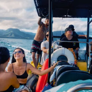Private boat adventure exploring Waikiki’s ocean and reefs