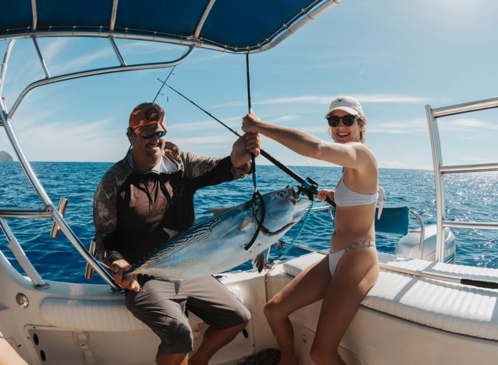 Fishing charter boat heading out for deep sea fishing