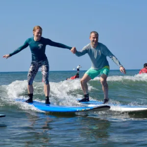 Group surfing lesson at Ukumehame beach Lahaina Maui