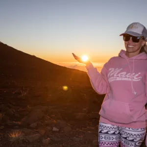 Sunset hiking adventure at Haleakala Summit with stunning views