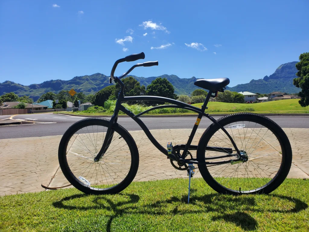 Cyclist on a single-speed bike during a 10-day island tour