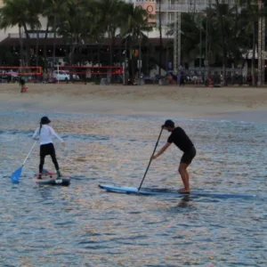 Private stand-up paddleboarding lesson on calm island waters