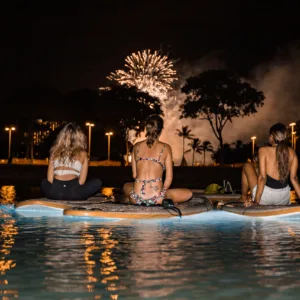 Night sky illuminated by colorful fireworks display