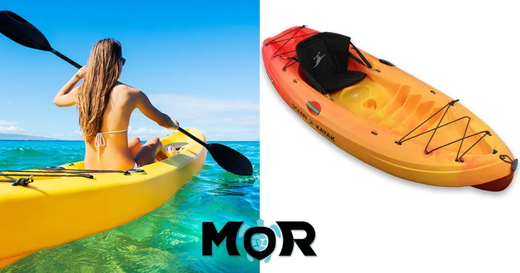 Solo kayaker paddling through serene coastal waters