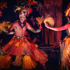 Audience seated in premium area at a Hawaiian luau show
