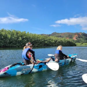 Double kayak rental on scenic Wailua River